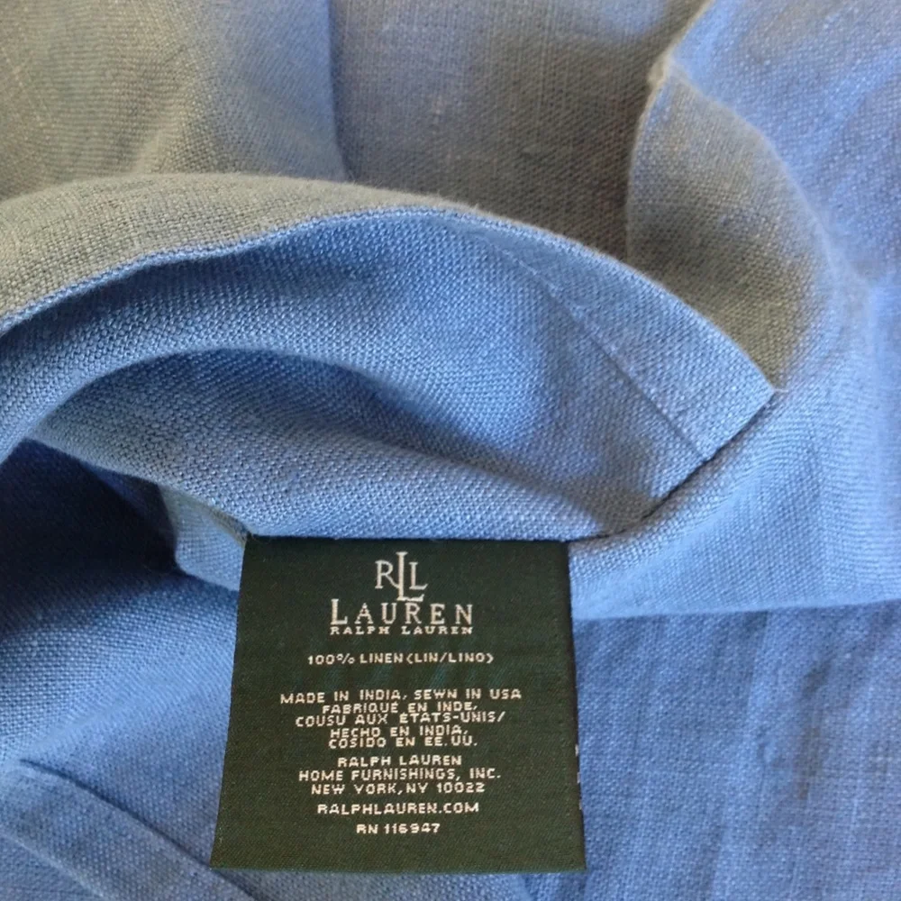 Ralph Lauren Pair of Blue Linen Pillow Shams